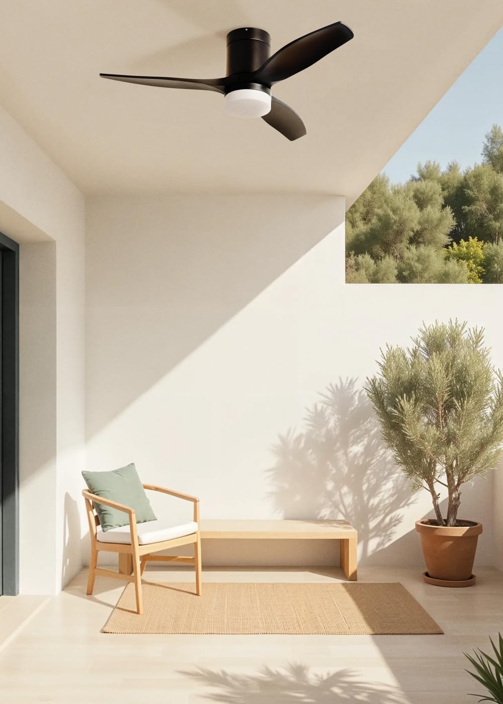 CREATE / WINDCALM S/Deckenventilator ABS mit Beleuchtung Schwarz mit Fernbedienung / 40W, leise, Ø11
