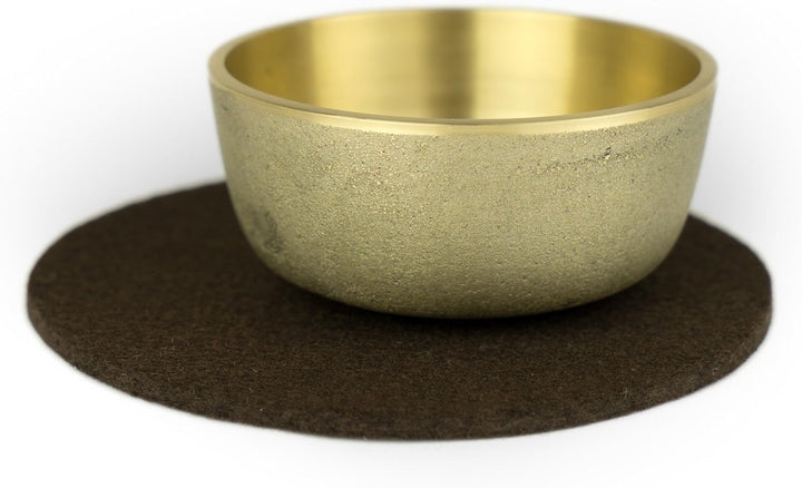 Edle Japan Klangschale, inklusive Filzpad 'Tsuchi' und Holz-/ Lederklöppel -5805-B- cafebraun, cafeb