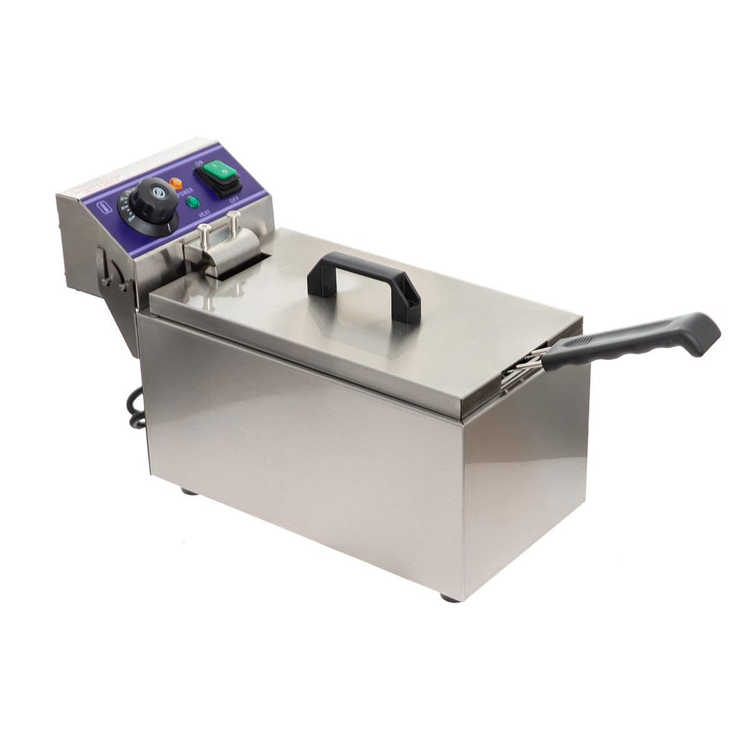 Elektro-Fritteuse 6 Liter – Edelstahl, 2000 W, Temperaturregelung bis 200°C, mit Frittierkorb – komp