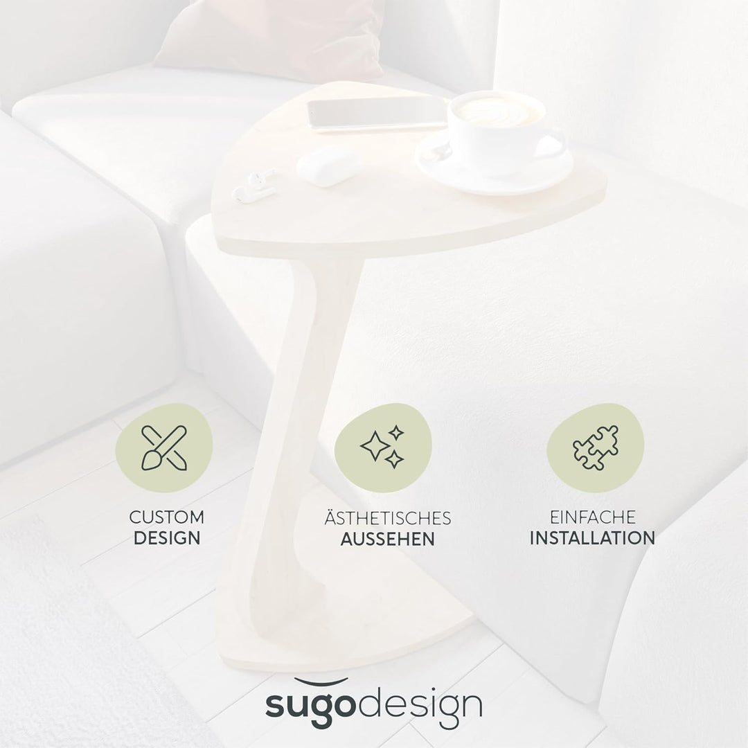 Beistelltisch Couch, Kleiner Beistelltisch C-Form, Sofatisch in stylischer Eiche-Optik, Kleiner Couc