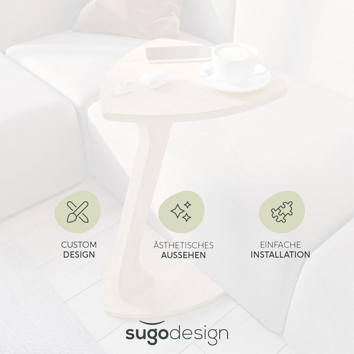 Beistelltisch Couch, Kleiner Beistelltisch C-Form, Sofatisch in stylischer Eiche-Optik, Kleiner Couc