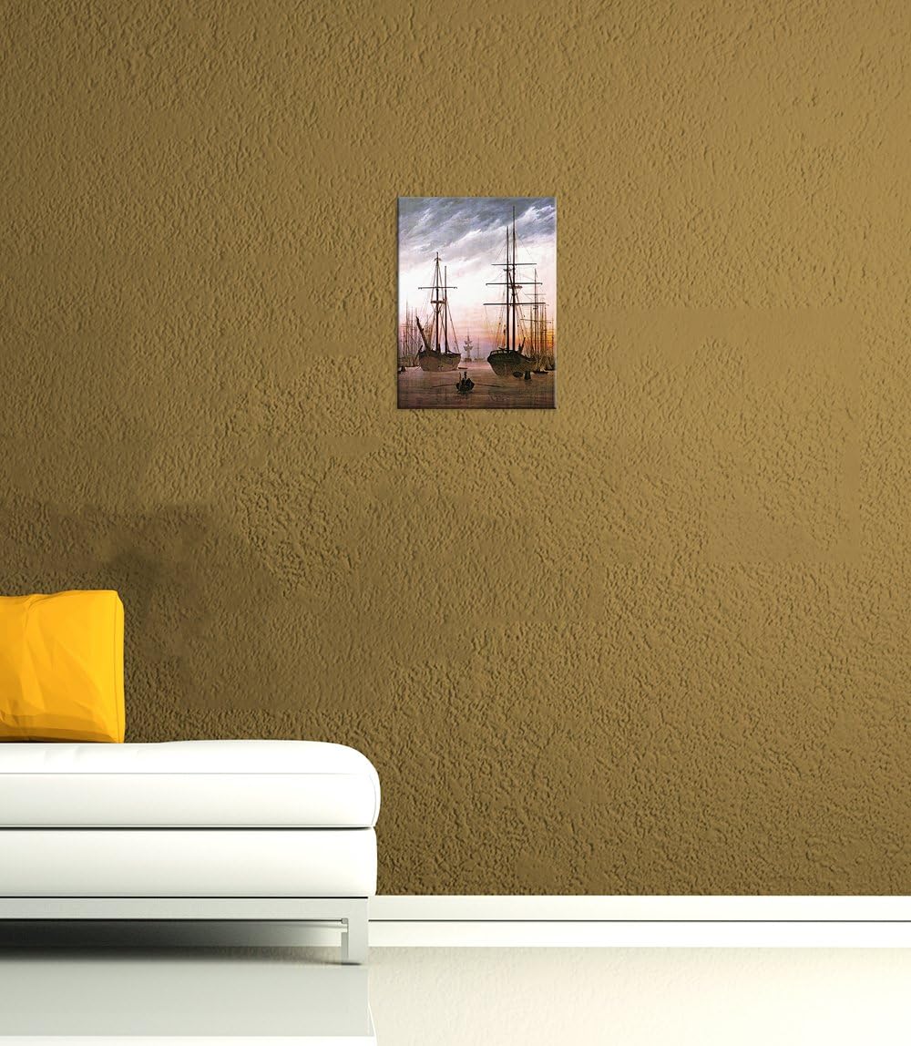 Bilderdepot24 Bild auf Leinwand | Caspar David Friedrich Ansicht eines Hafens in 50x70 cm als Wandbi