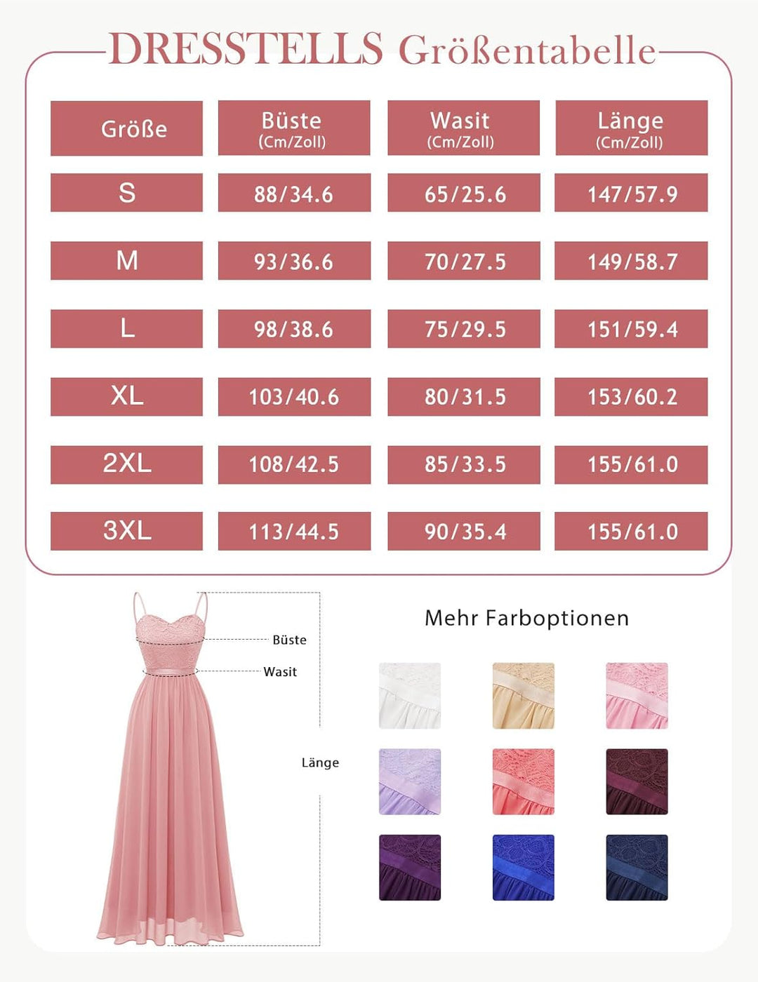 DRESSTELLS Damen Abendkleider Elegant für Hochzeit Brautjungfernkleider Lang Chiffon Brautjungfernkl