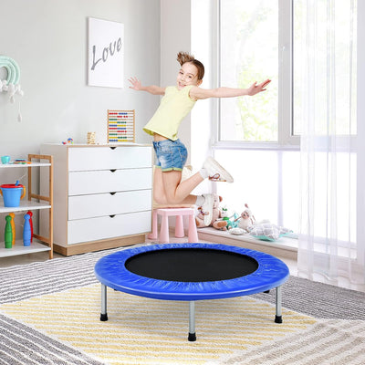 COSTWAY φ97cm Mini Trampolin, Fitness Trampolin faltbar, Kindertrampolin bis 150kg belastbar, Trampo