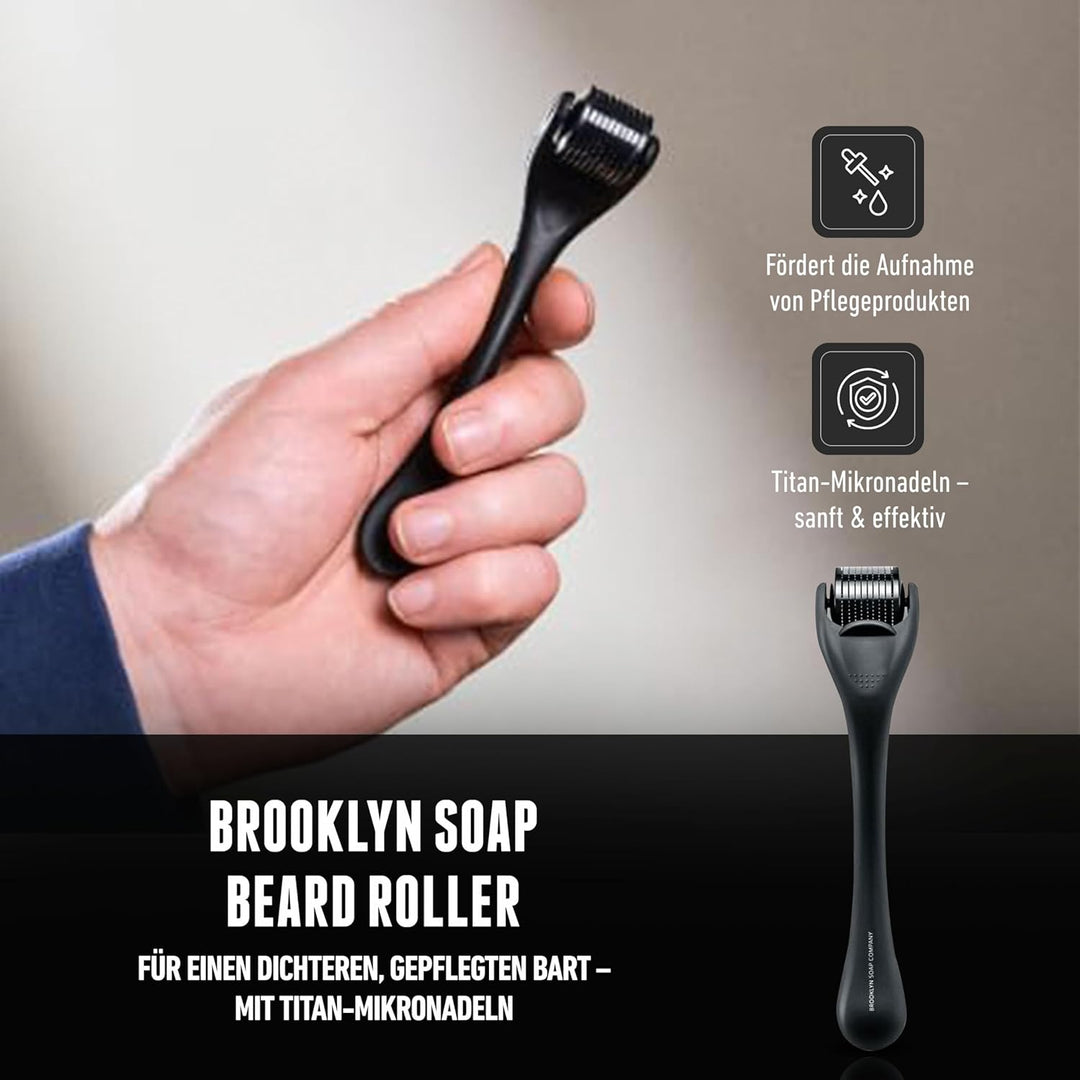 Brooklyn Soap Company Bartpflege Set für Männer - Mit Bartroller, Bartöl & Bartshampoo - Geschenk fü