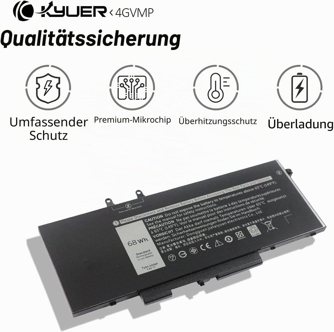 K KYUER 68Wh 4GVMP Laptop Akku Replacement für Dell Latitude 5400 E5400 5410 E5410 5500 E5500 5510 E