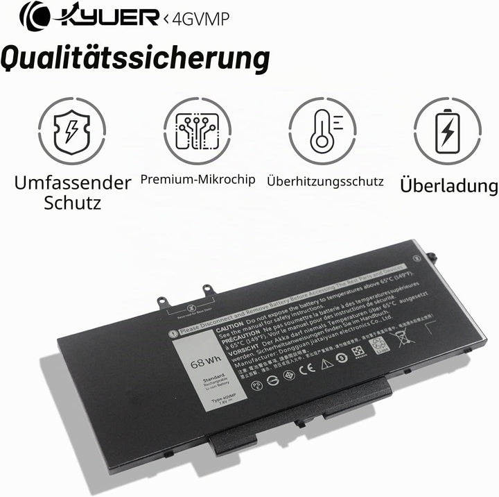 K KYUER 68Wh 4GVMP Laptop Akku Replacement für Dell Latitude 5400 E5400 5410 E5410 5500 E5500 5510 E