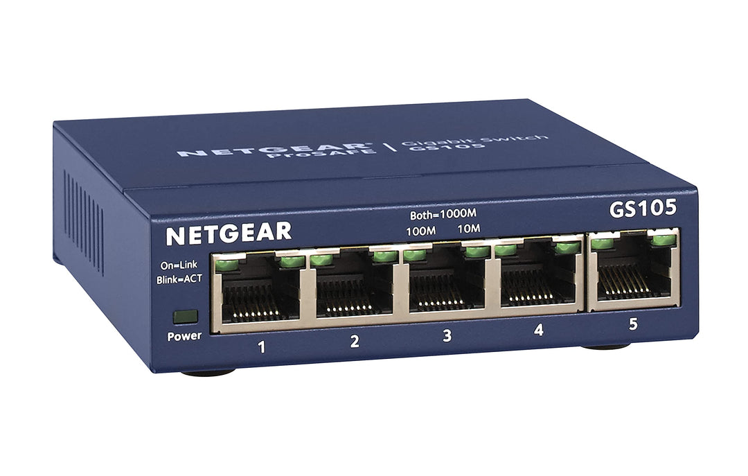 NETGEAR GS105GE LAN Switch 5 Port Netzwerk Switch (Plug-and-Play Gigabit Switch LAN Splitter, LAN Ve
