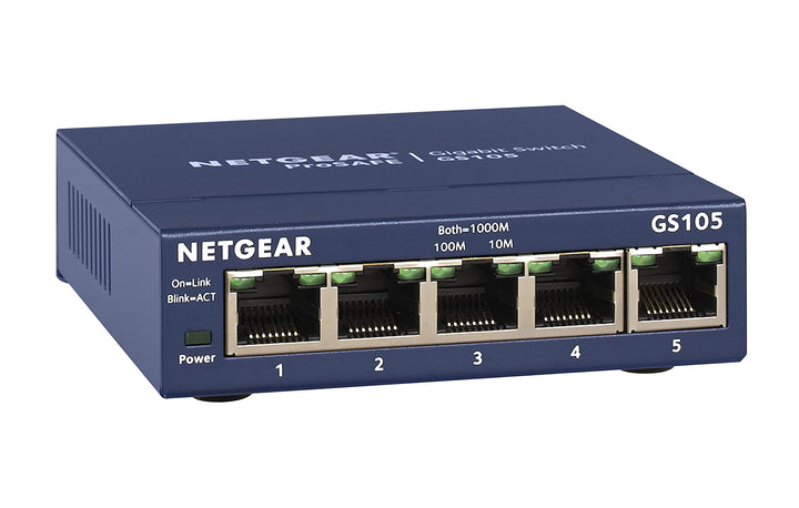 NETGEAR GS105GE LAN Switch 5 Port Netzwerk Switch (Plug-and-Play Gigabit Switch LAN Splitter, LAN Ve