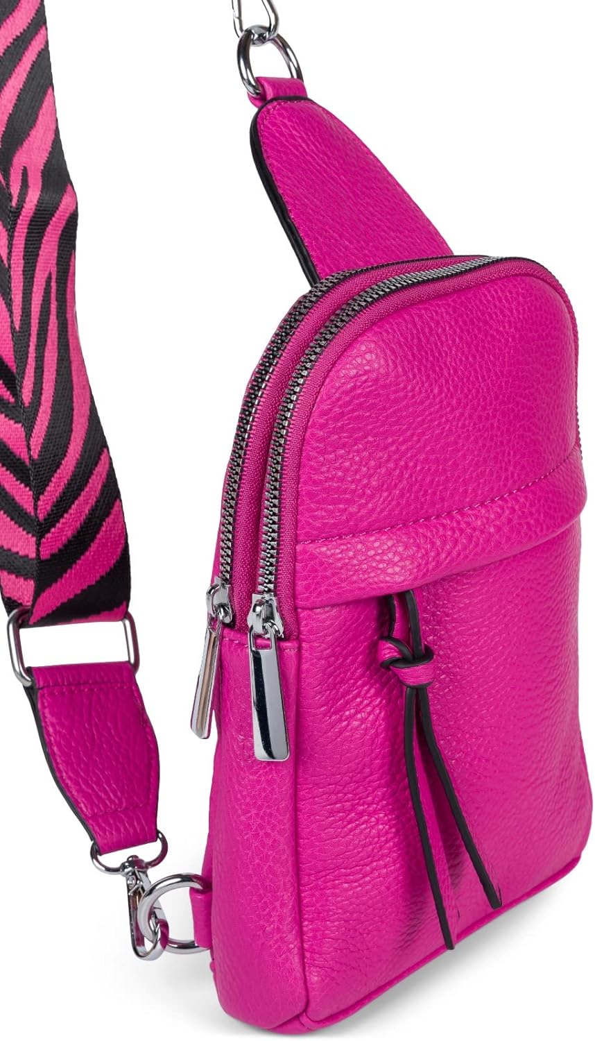 styleBREAKER Damen One Shoulder Rucksack, gemusterter Schultergurt, Einfarbige Crossbody Bag, Cityru