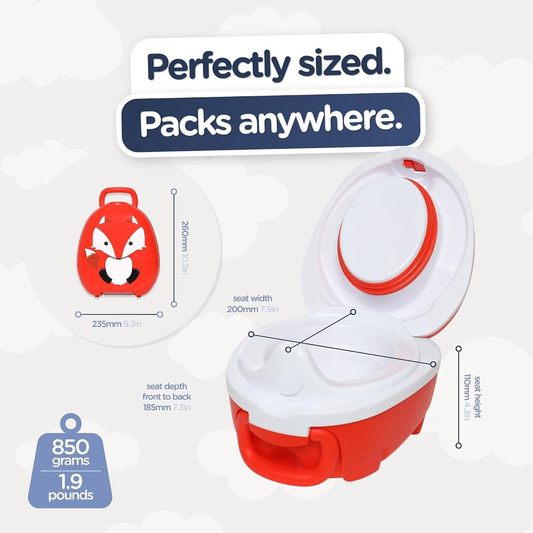 My Carry Potty - Fuchs Travel Töpfchen, preisgekrönter tragbarer Toilettensitz für Kleinkinder, den