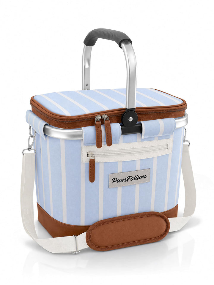 Kühltasche Einkaufskorb 20L Faltbar Isoliert Thermo mit Deckel Reissverschluss Abnehmbarer Picknickk
