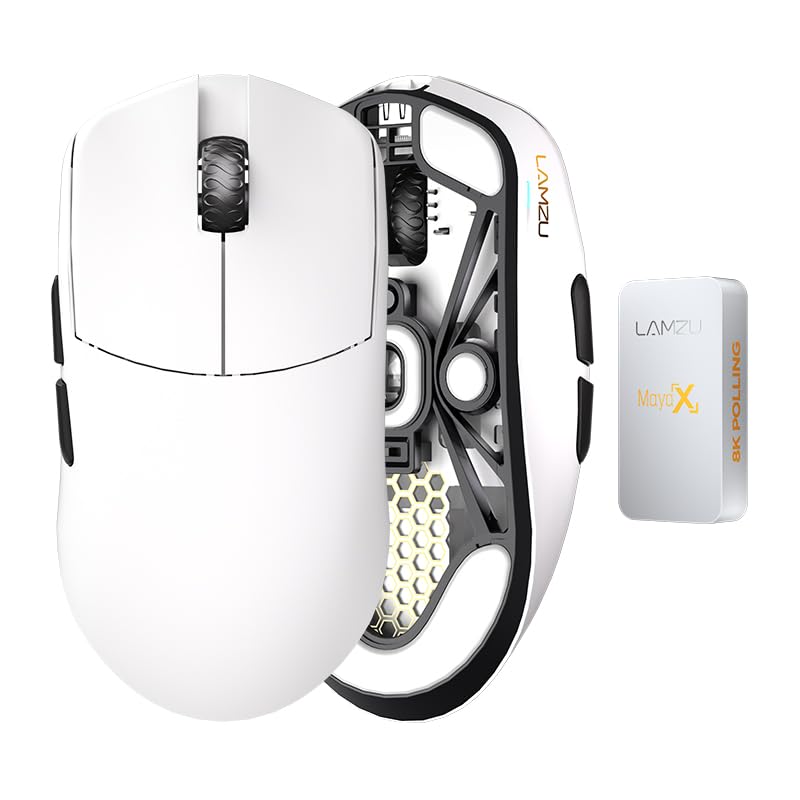 Lamzu Maya X kabellose Gaming-Maus, 47 g, optischer Schalter, 30.000 DPI, symmetrisch, Nordic 52840