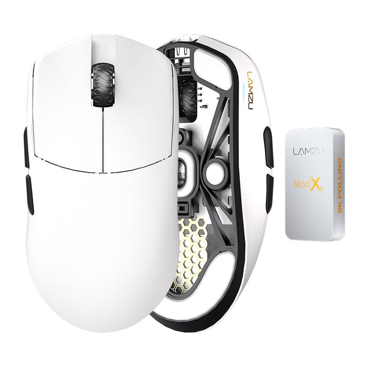 Lamzu Maya X kabellose Gaming-Maus, 47 g, optischer Schalter, 30.000 DPI, symmetrisch, Nordic 52840