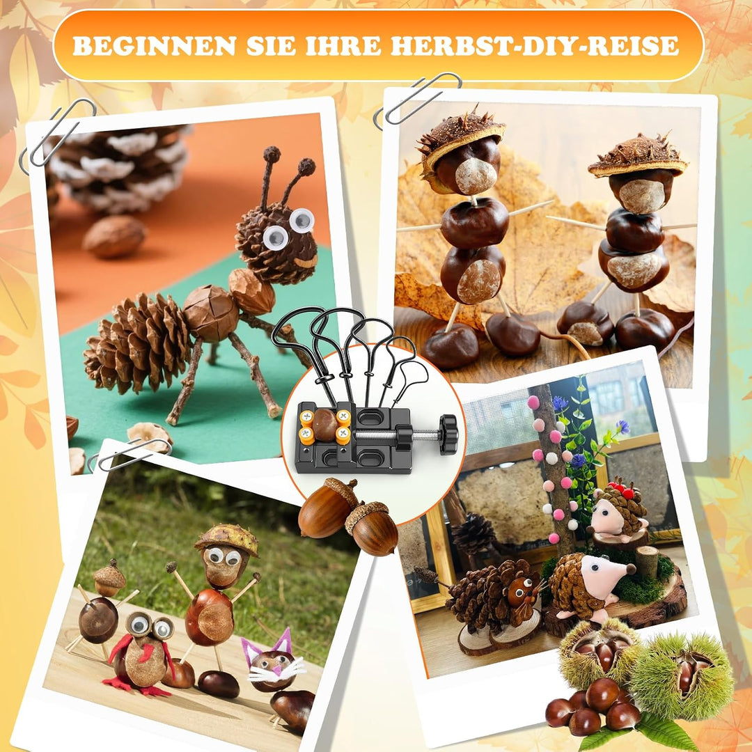 TUT Kastanienbohrer Kinder Set mit Kastanienhalter, Kastanien Bastelset Kastanienbohrer Set, Herbst