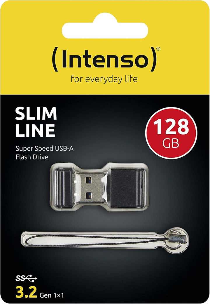Intenso Slim Line, 128 GB USB-Stick, USB 3.2 Gen 1x1, schwarz 128 GB - USB 3.0, 128 GB - USB 3.0