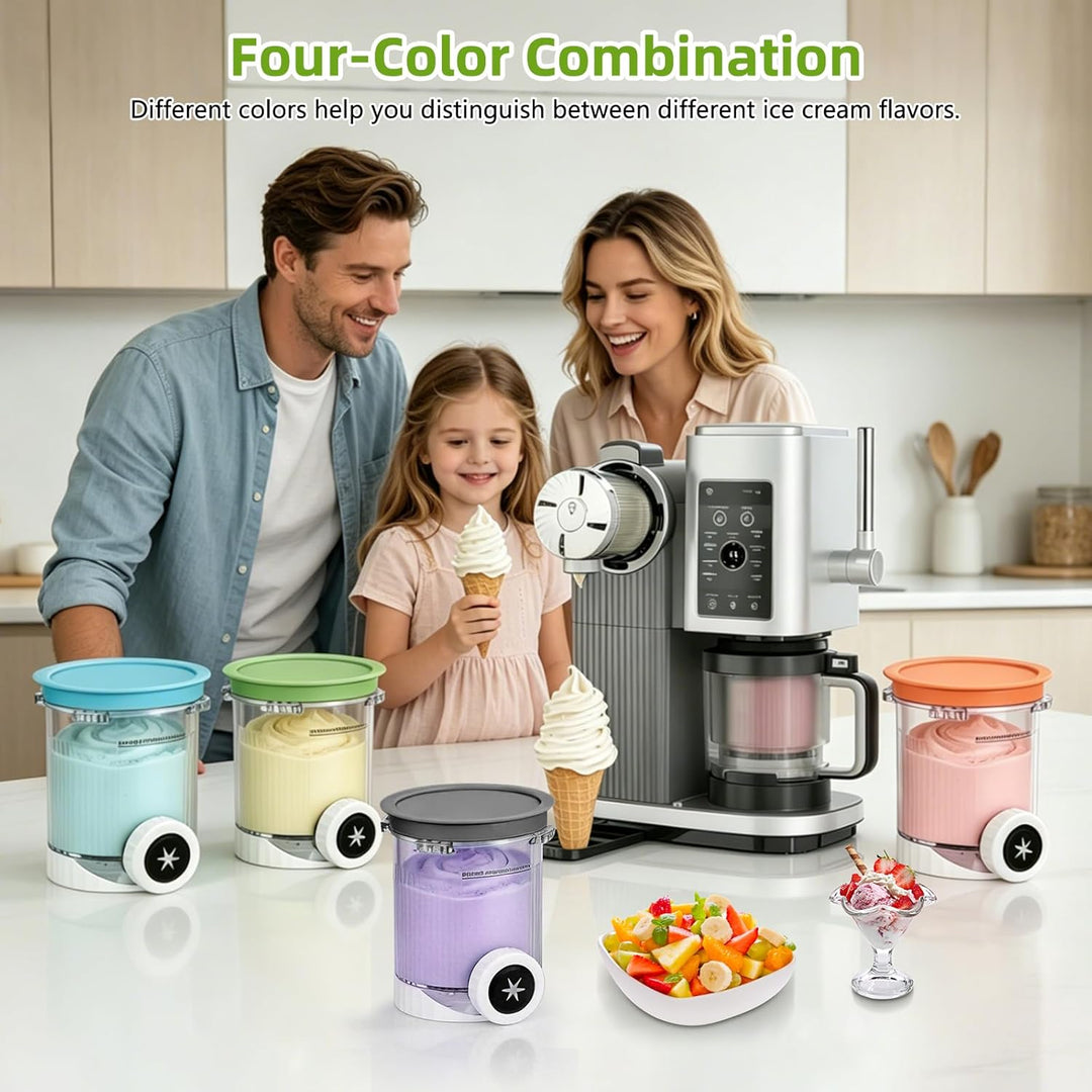 4 Stück Behälter für Ninja Swirl CREAMi,480 ml Creami Tubs Kompatibel mit Ninja CREAMi Softeismaschi