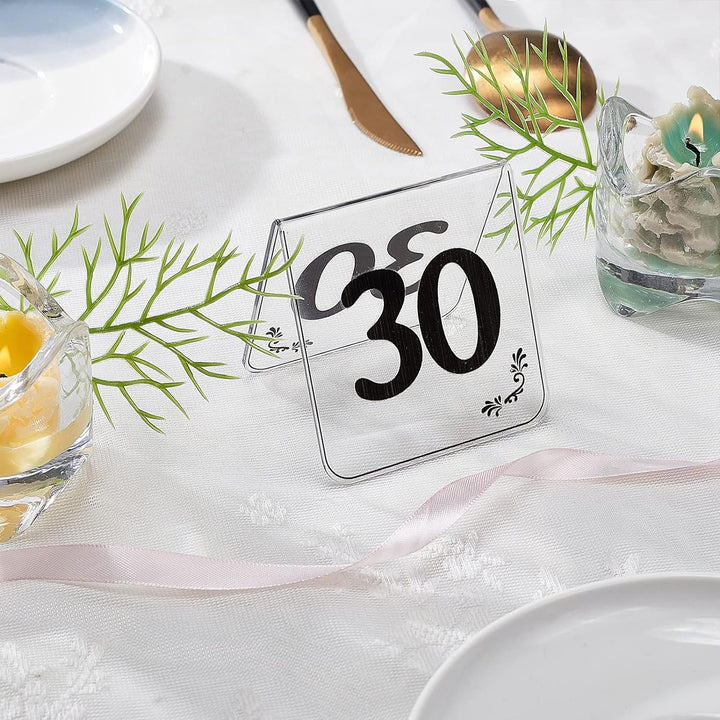 OLYCRAFT 30 Stück Acryl Zelt Tabelle Zahlen 1-30 Doppelseitige Tabelle Zahlen Schilder Nummer Tabell