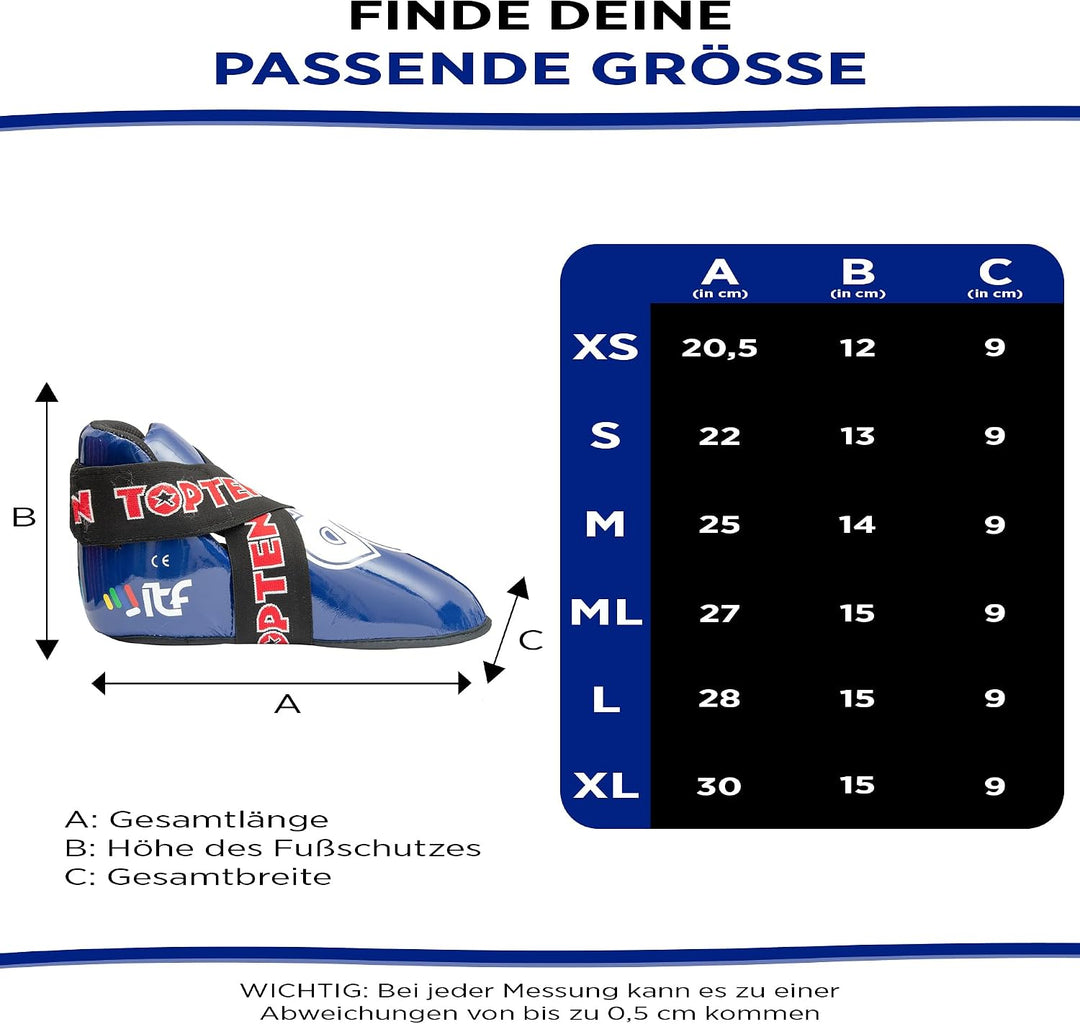 TOP TEN Fussschutz „Superlight“ für den Wettkampf Blau M, Blau M