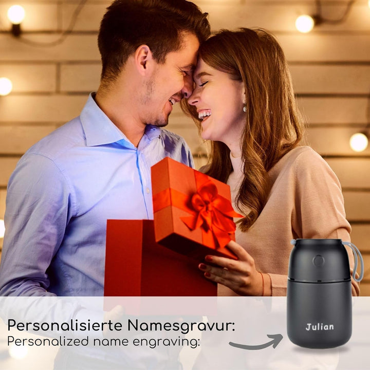 Milu® Thermobehälter mit Gravur 650ml personalisiert - Valentinstagsgeschenk für Frauen & Männer I G