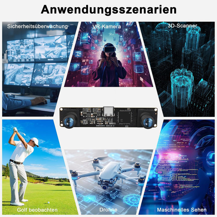 1200P Global Shutter USB-Kameramodul mit Sync Dual Lens, Hoher Bildfrequenz 120fps/60fps, 94 Grad, I