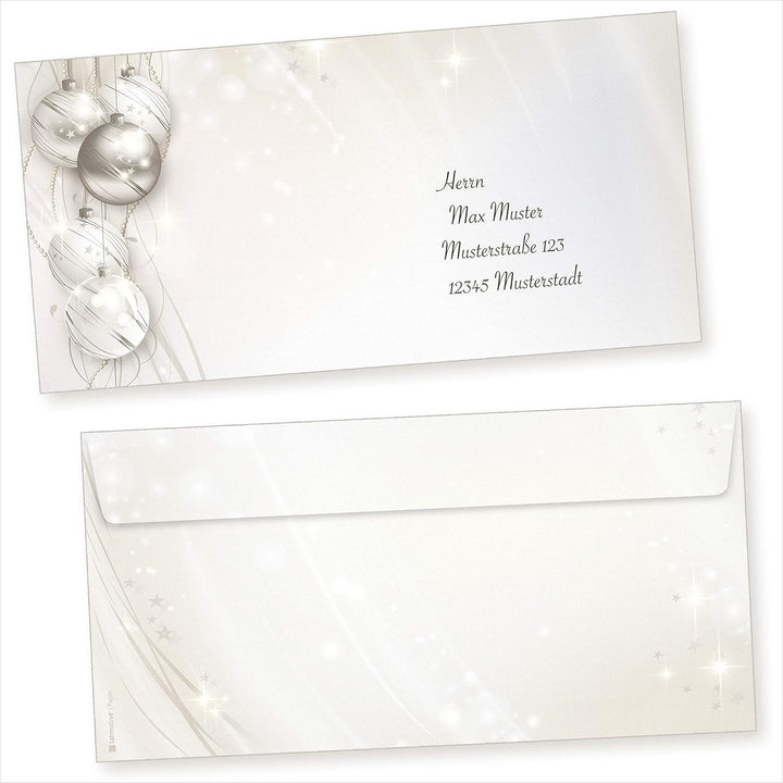 ELEGANCE 25 Sets Weihnachtsbriefpapier mit Umschlag ohne Fenster, Briefpapier Weihnachten A4 25 Sets