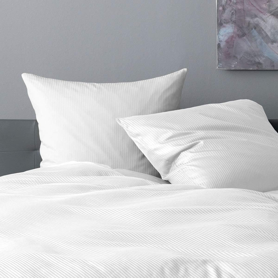 Lorena Mako-Satin Bettwäsche Venedig weiss 1 Bettbezug 135 x 200 cm + 1 Kissenbezug 80 x 80 cm, 1 Be