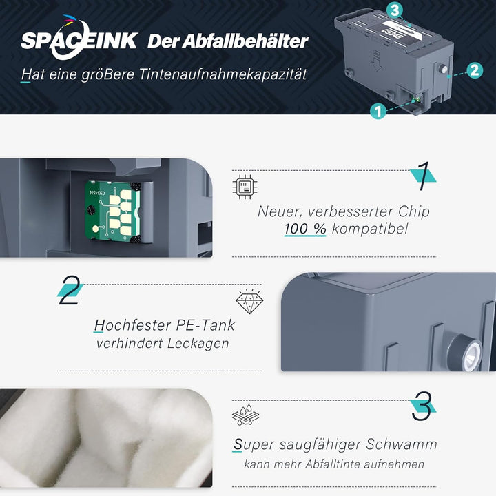 Spaceink C9345 Tinten Wartungsbox Ersatz für WF-7840 ET-16600 ET-16650 ET-8550 ET-5850 ET-5880 ET-85