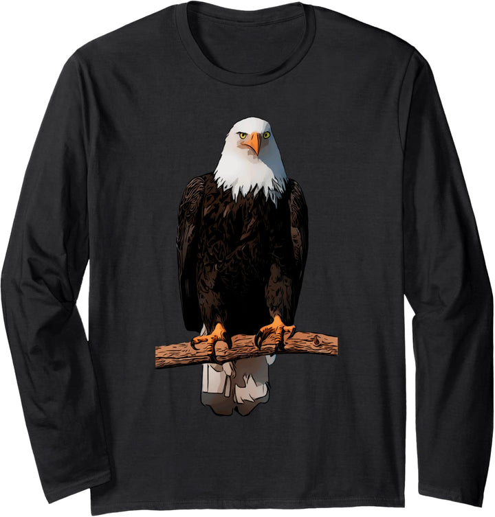 Adler-Aufdruck Tier Adlermotiv Weisskopfseeadler Tiermotiv Langarmshirt