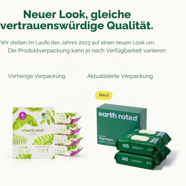 Earth Rated Feuchttücher für Hunde, Dicke Pflegetücher auf pflanzlicher Basis zur einfachen Anwendun