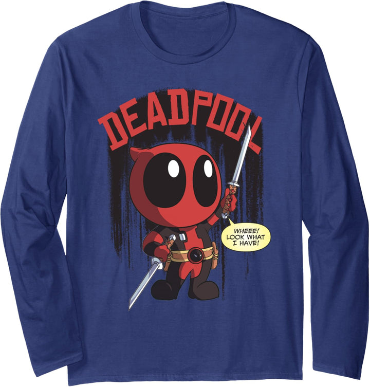 Marvel Deadpool Wheee Look What I Have Portrait Langarmshirt