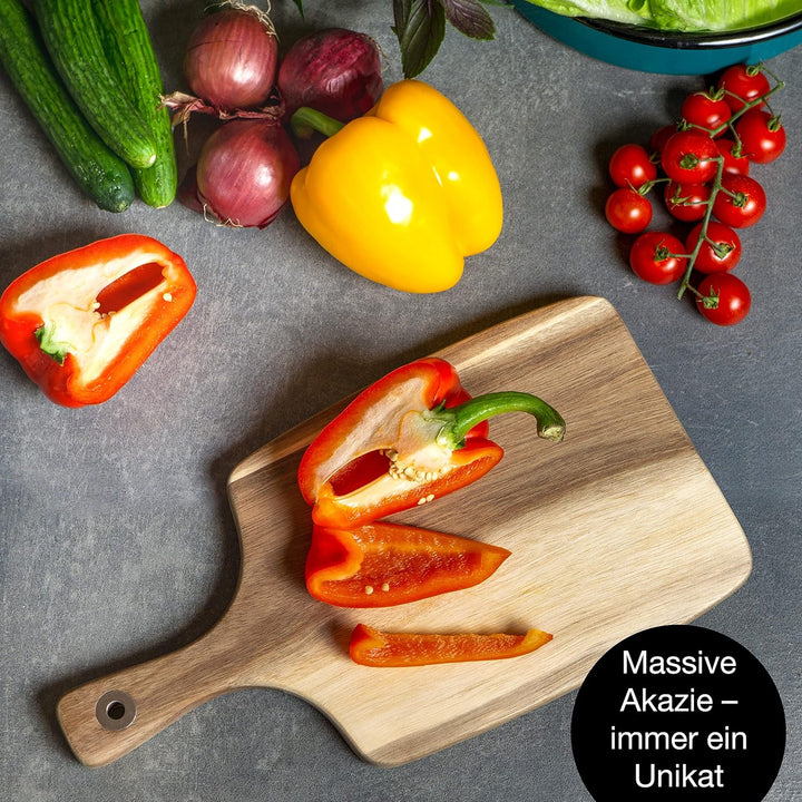 Moritz & Moritz 2x Schneidebretter Holz 33x18cm - Holzschneidebretter aus massiver Akazie - Servierb