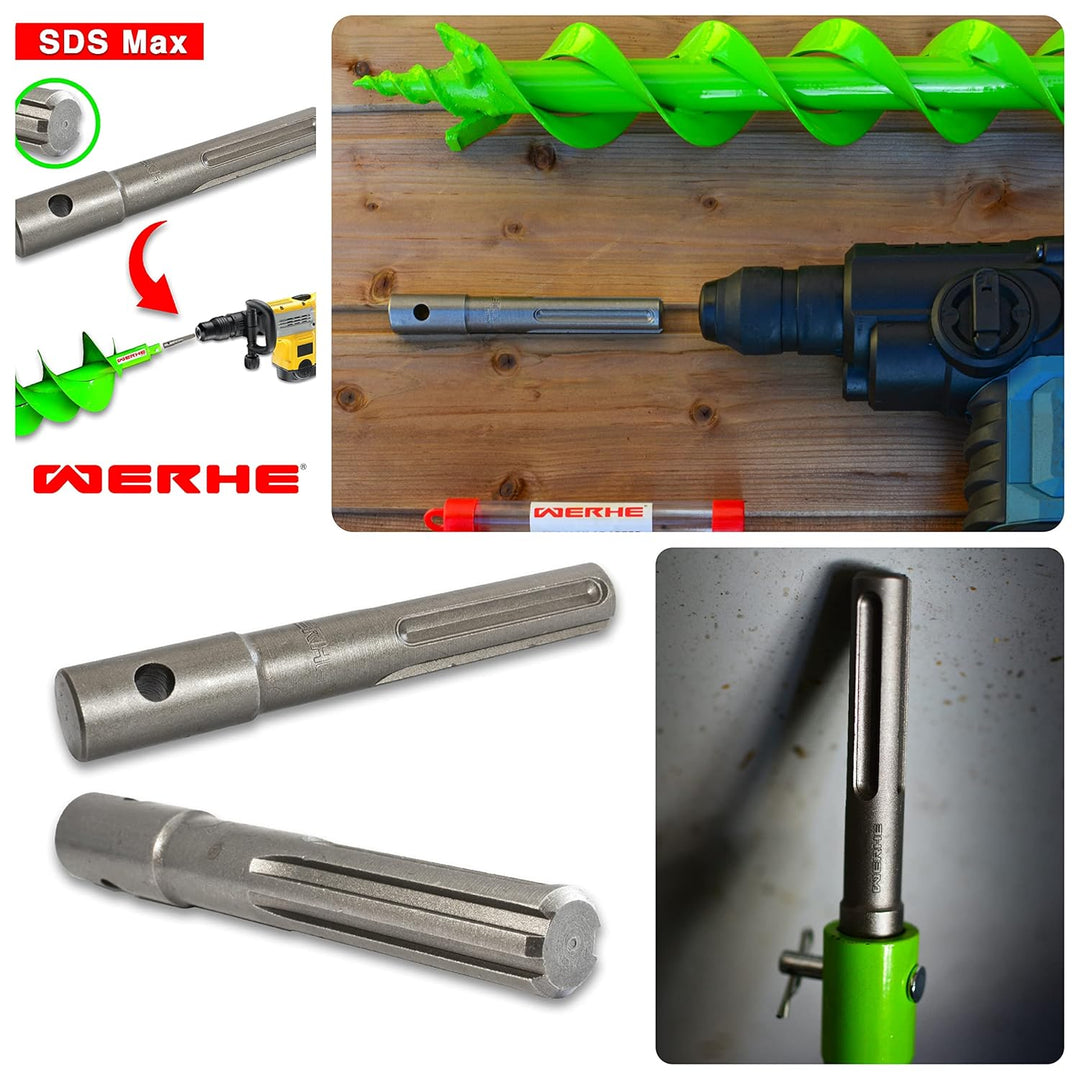 WERHE Profi Bohrer für Erdbohrer 100 mm Doppel-Welle Pfahlbohrer Brunnenbohrer robuste Bohrspitze mi