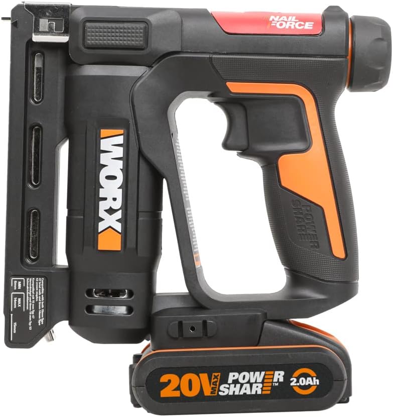 WORX WX843 NailForce Akku Nagler und Tacker 20V - für Nägel bis 15mm & Tackerklammer bis 10mm - einf