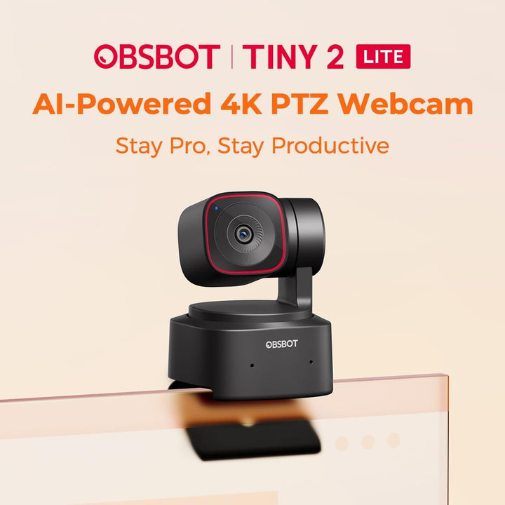 Obsbot Tiny 2 Lite PTZ 4K-Webcam Computerkamera 3840x2160 Pixel USB AI-Tracking Gestensteuerung schw