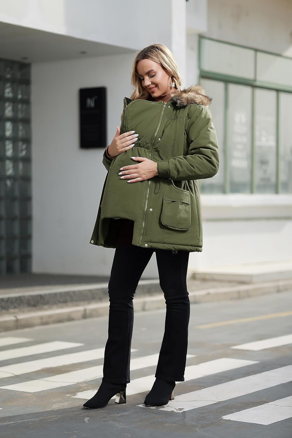 Maacie Tragejacke Umstandsjacke Umstandsmode Winter 3 In 1 Schwangerschaftsjacke Mit Babyeinsatz Ums