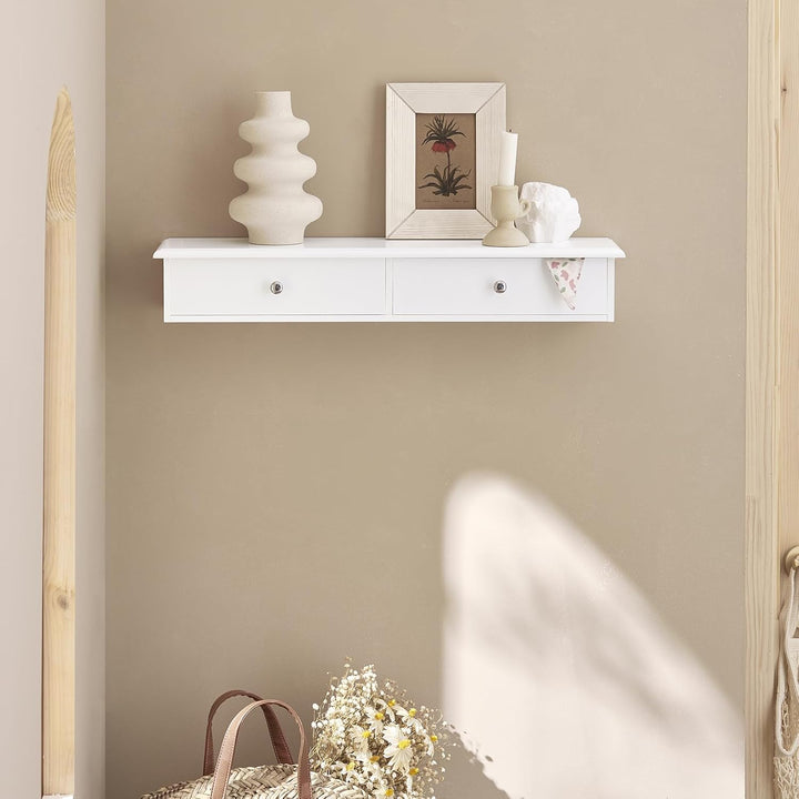 SoBuy FRG43-W Wandschrank Badezimmerschrank Hängeregal Wandregal Wandgarderobe mit 2 Schubladen Häng