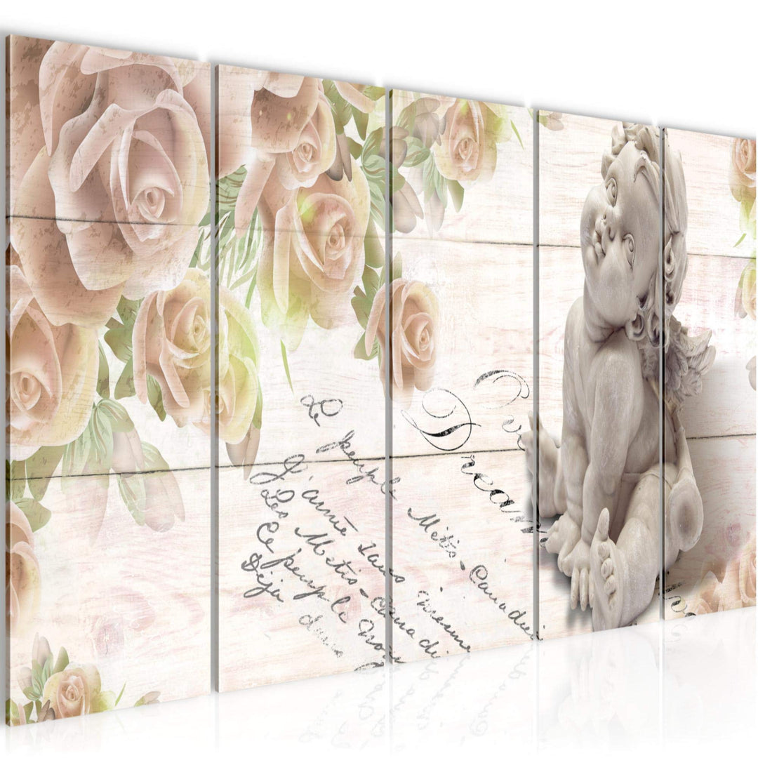 Runa Art Bild Engel Blumen Wandbilder auf Vlies Leinwand 5 Teilig Wanddekoration Wohnzimmer Schlafzi