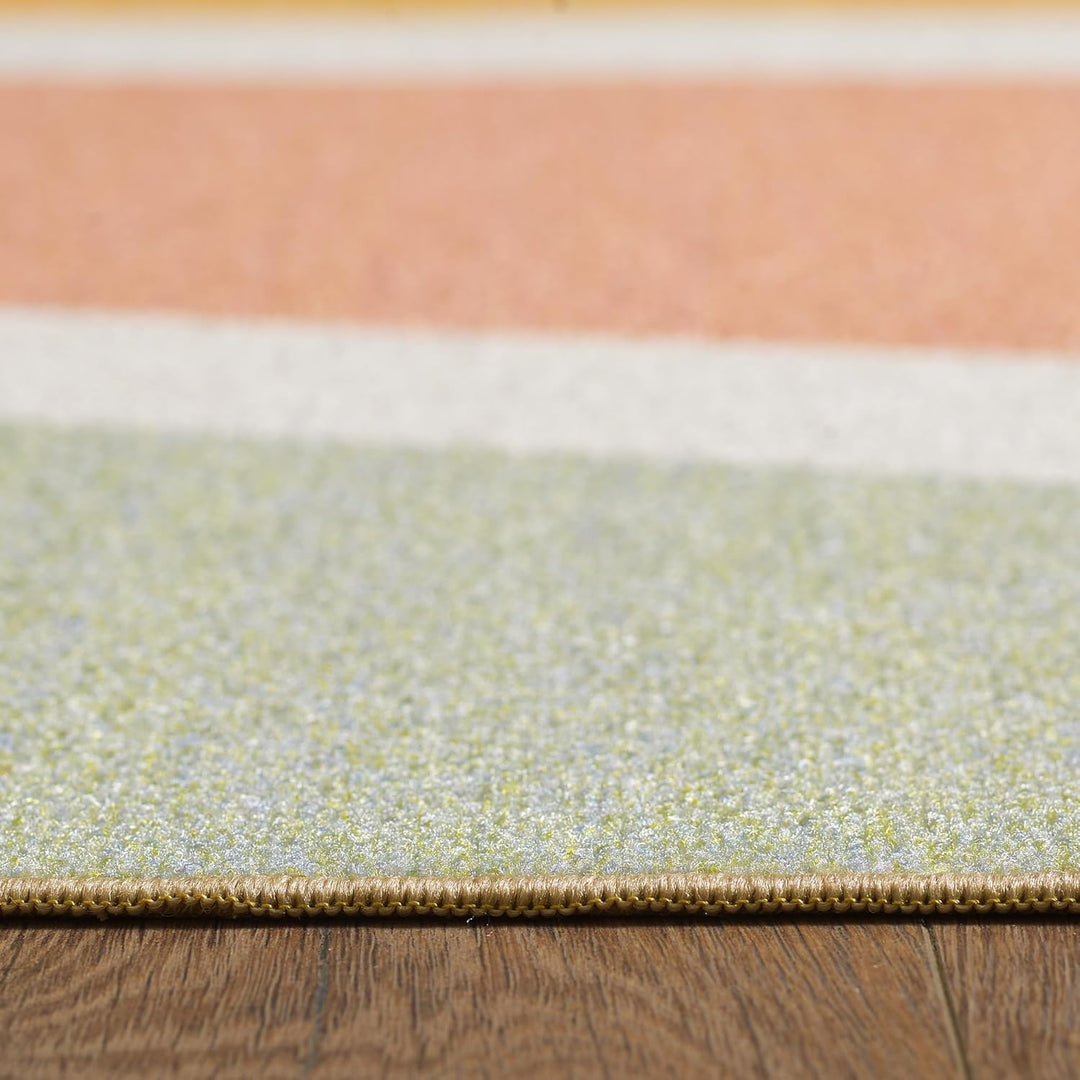 HomebyHome Kurzflor Kinderteppich für Jungen und Mädchen 100 x 150 cm Multicolor Sonnen Design - Was