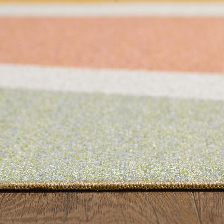 HomebyHome Kurzflor Kinderteppich für Jungen und Mädchen 100 x 150 cm Multicolor Sonnen Design - Was