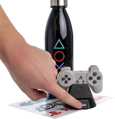 Paladone Playstation Geschenkset mit Symbolen, Licht, Stickern und Flasche, offizielles Lizenzproduk