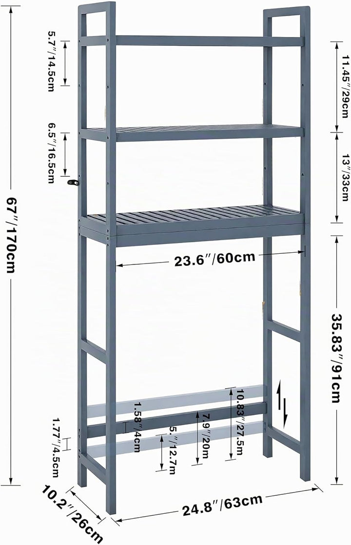 SMIBUY Badezimmer-Aufbewahrungsregal, Bambus-Über-der-Toilette-Organizer-Rack, freistehender WC-Plat