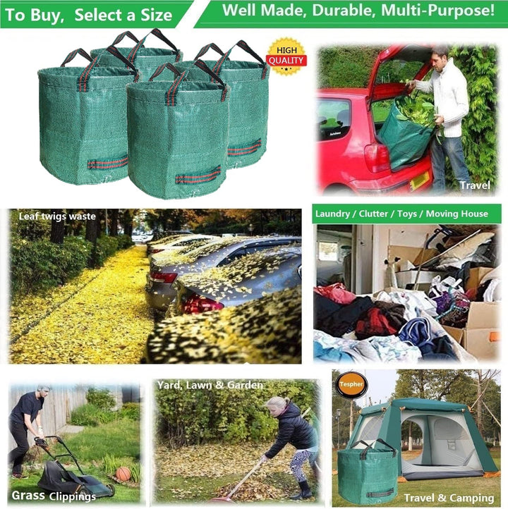 4er Set Gartensack -500L Gartenabfallsack mit extra verstärktem Boden -Heavy Duty Gartenarbeit Säcke