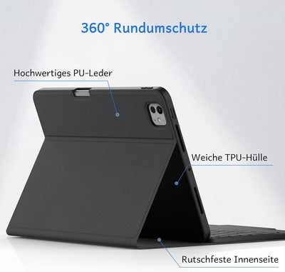 CACOE Hülle Tastatur Kompatibel mit iPad Pro 11 Zoll M4 Hülle 2024 mit Touchpad, 7-Farbige Beleuchtu