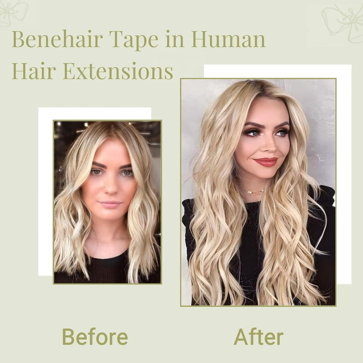 Benehair Tape in Extensions Echthaar, Invisible Tape Extensions Echt Haar, 20Pcs 30g Haarverlängerun