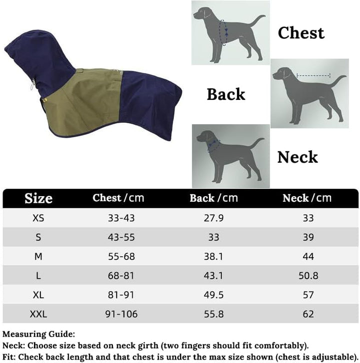 Regenmantel Hund, Regenjacke Hund wasserdicht mit Verstellbarer Kapuze & elastischen Beinbändern – L