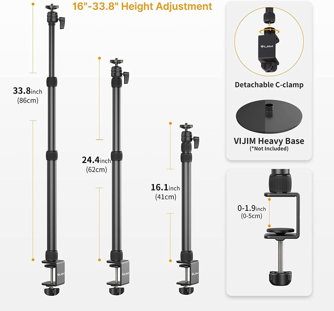 VIJIM LS11 Verstellbares Doppelarm-Tischstativ – mit Tischklemme