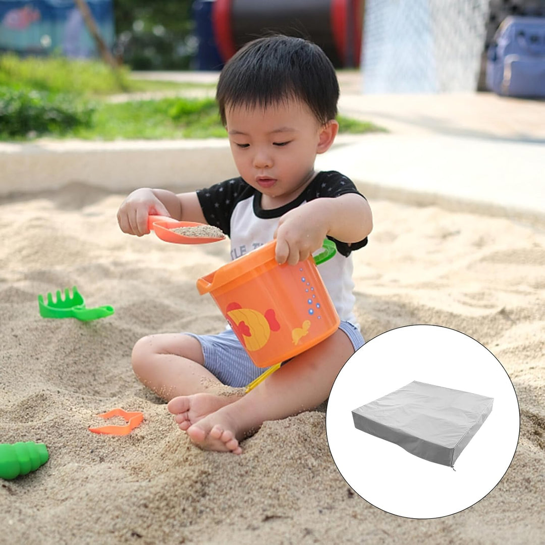 Veemoon Sandkastenabdeckung Grau 155x155x20cm Mit Kordelzug Wetterfeste Gartenschutz Plane Für Outdo