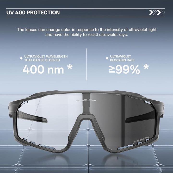 KAPVOE Photochromatische Fahrradbrille MTB Brille Selbsttönend Klar Radbrille Rennrad Sportbrille So