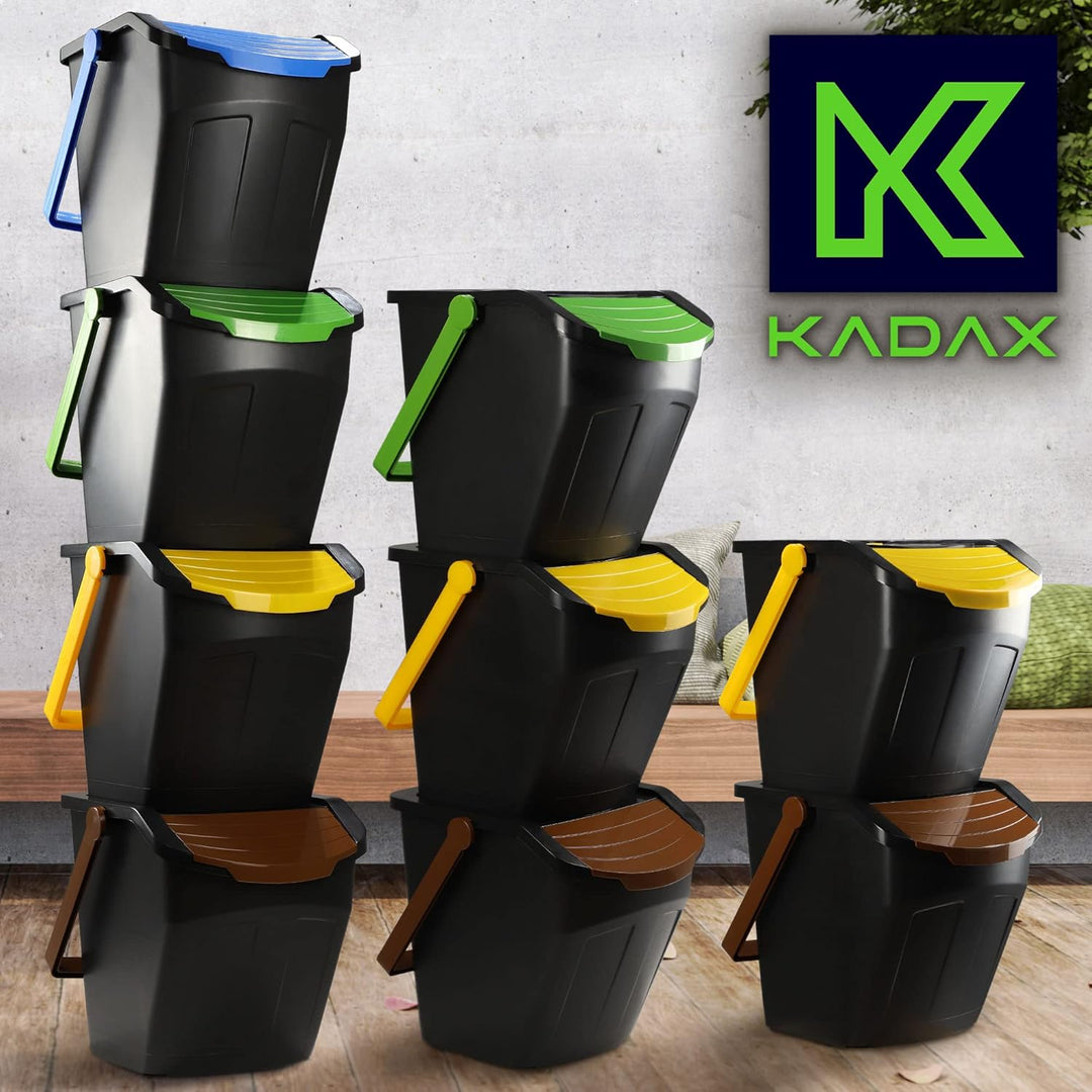 KADAX Recycling-Eimer, 25L Mülleimer mit Deckel, Abfalleimer-Set für leichte Mülltrennung, Abfallsam